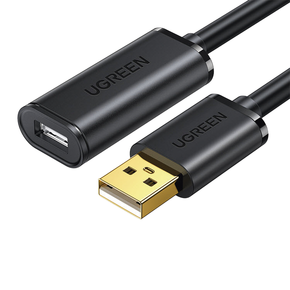 Cable de Extensión Activo USB 2.0 de 10 Metros | Macho a Hembra | Repetidor/Booster FE1.1S Integrado | Velocidad de Hasta 480 Mbps | Compatible con Impresoras, Webcams, Consolas y Más