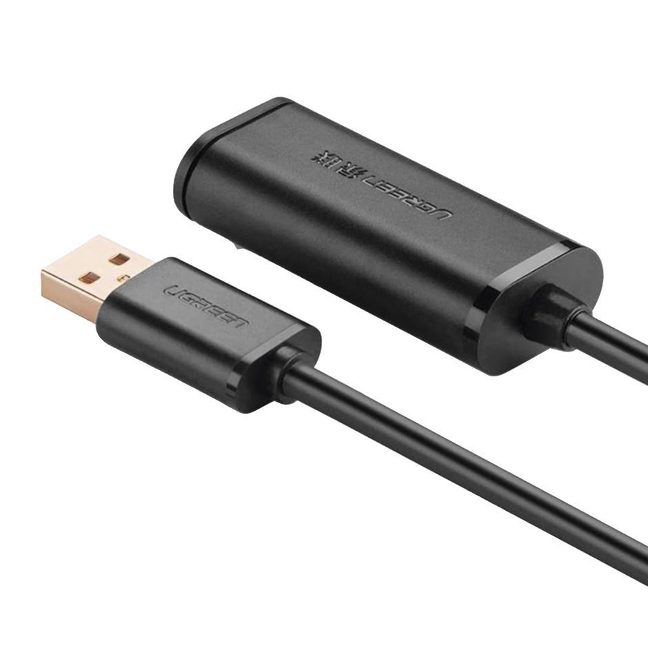 Cable de Extensión Activo USB 2.0 de 10 Metros | Macho a Hembra | Repetidor/Booster FE1.1S Integrado | Velocidad de Hasta 480 Mbps | Compatible con Impresoras, Webcams, Consolas y Más