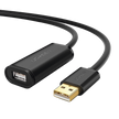 Cable de Extensión Activo USB 2.0 de 10 Metros | Macho a Hembra | Repetidor/Booster FE1.1S Integrado | Velocidad de Hasta 480 Mbps | Compatible con Impresoras, Webcams, Consolas y Más