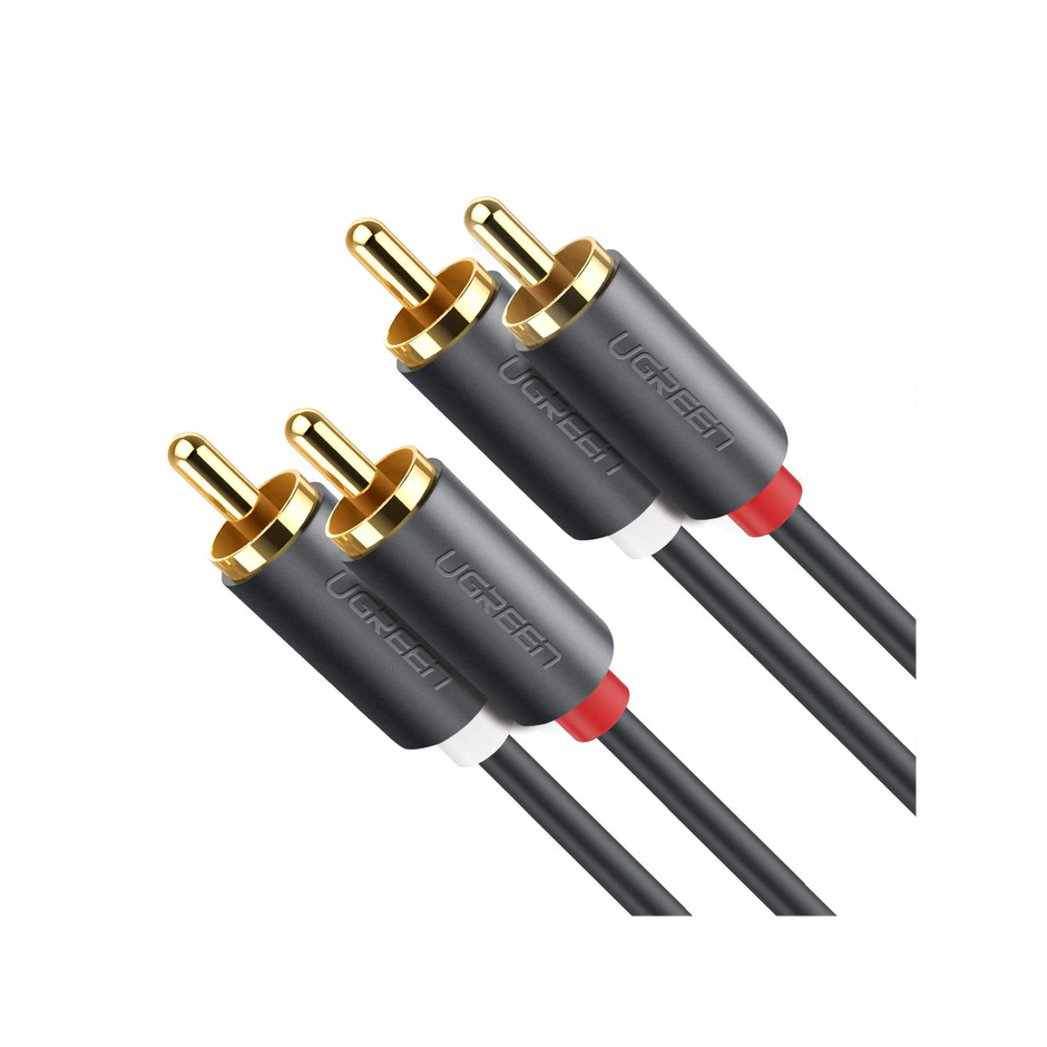Cable de Audio RCA a RCA de 3 Metros | 2 RCA Macho a 2 RCA Macho | Audio Estéreo de Alta Calidad | Conectores con Agarre Antideslizante | Ideal para TV, Amplificador, Bocinas y Home Theater | Color Negro