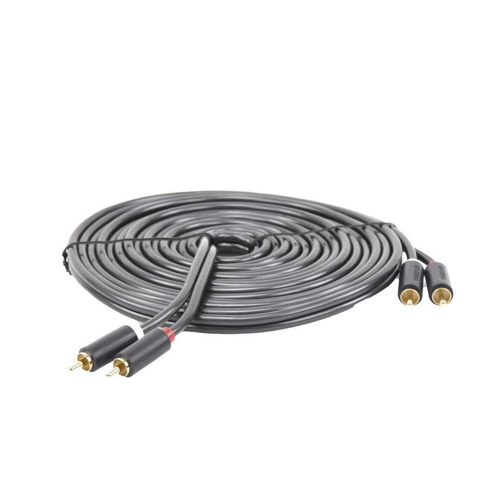 Cable de Audio RCA a RCA de 5 Metros | 2 RCA Macho a 2 RCA Macho | Audio Estéreo de Alta Calidad | Conectores con Agarre Antideslizante | Ideal para TV, Amplificador, Bocinas y Home Theater | Color Negro