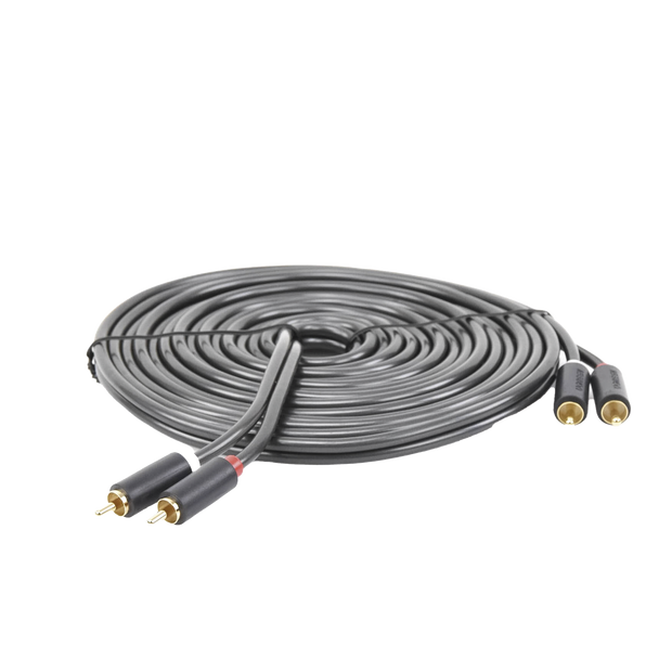 Cable de Audio RCA a RCA de 5 Metros | 2 RCA Macho a 2 RCA Macho | Audio Estéreo de Alta Calidad | Conectores con Agarre Antideslizante | Ideal para TV, Amplificador, Bocinas y Home Theater | Color Negro