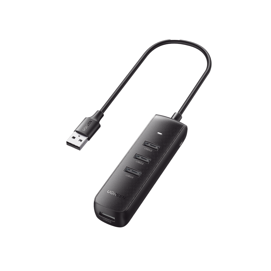 Hub USB 3.0 4 Puertos | USB-A a 4x USB-A 5Gbps | Alimentación USB-C | Cable 25 cm | LED Indicador | Color Negro