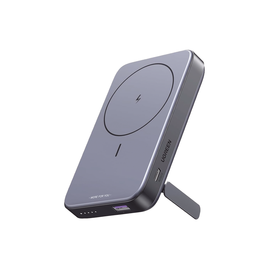Power Bank MagSafe de 10000mAh NEXODE | 20W | 1 USB-C | 1 USB-A | Carga Rápida bidireccional | Soporta modo Standby | Soporte Plegable |  Ultra Delgado | Ultra ligero | Compatible con iPhone 15/14/13/12 | Color Gris.