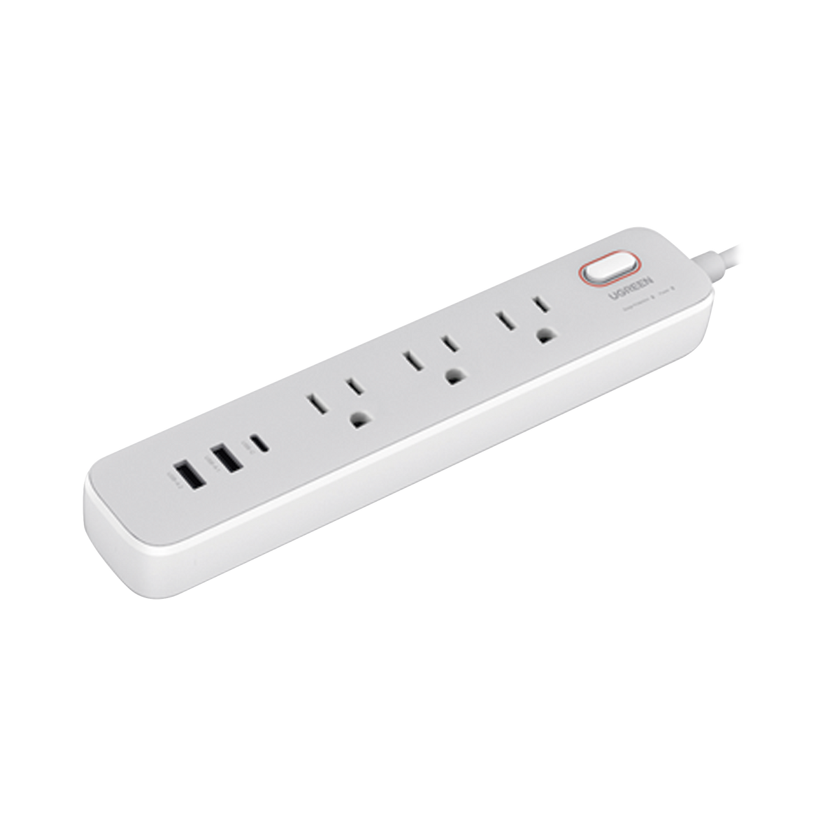 Regleta de Alimentación 30W 2 USB-A + 1 USB-C + 3 Salidas AC / Carga de Alta Velocidad / Salida USB-C PD de 30W (GaN) / Salidas AC Tipo B / Protección Contra Sobretensiones / 6 en 1