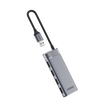 Hub USB-A 3.2 Gen 1 4 en 1 | 4 Puertos USB 5Gbps | Compatible OTG | Cable Trenzado de 20 cm | LED Indicador | Carcasa ABS+PC | Color Gris Metalizado