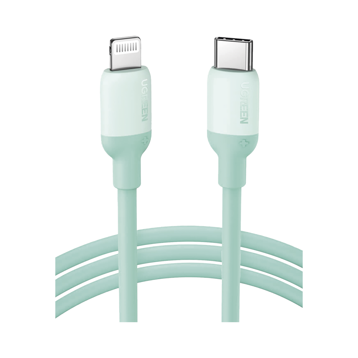 Cable USB-C a Lightning / Certificado MFi / 1 Metro / Adecuado para iPhone, iPad, iPod / Carga Rápida PD 20W /  Sincronización de Datos de hasta 480 Mbps / Goma de Silicona y  TPE. / Suave al Tacto / Color  Green