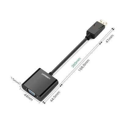 Convertidor DP Macho a VGA Hembra (Negro).