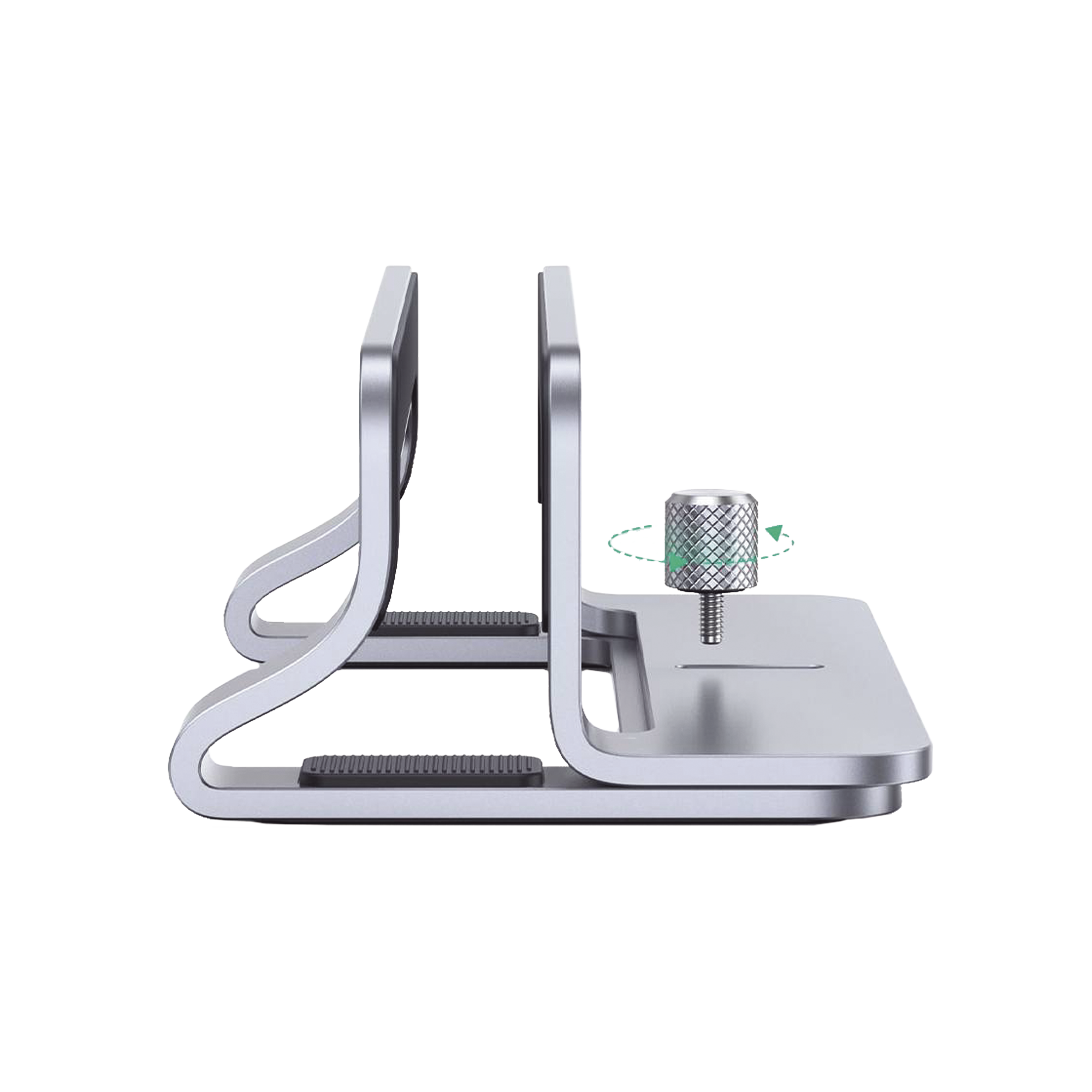 Soporte Vertical Ajustable para Laptop | Base de Aluminio para Escritorio | Compatible con MacBook y Portátiles de 12 a 26 mm | Antideslizante | Color Plata