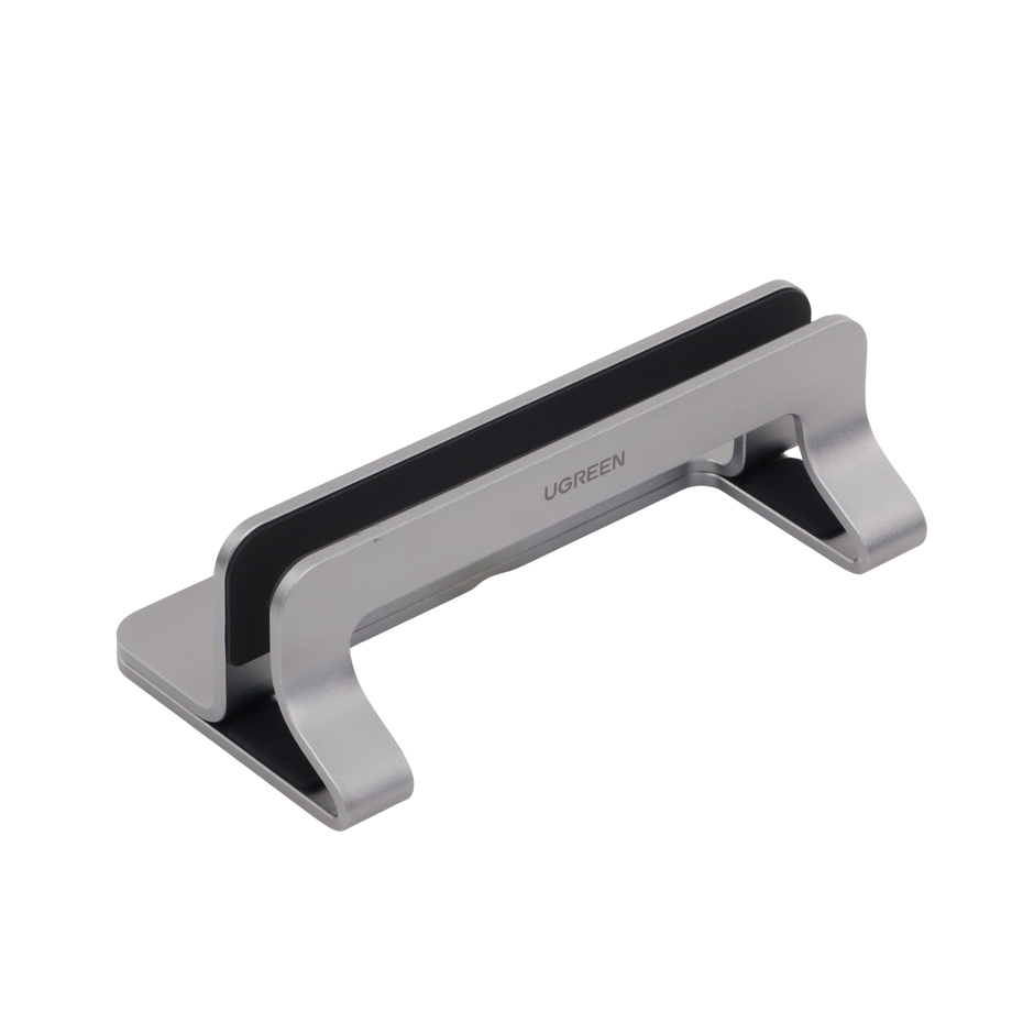 Soporte Vertical Ajustable para Laptop | Base de Aluminio para Escritorio | Compatible con MacBook y Portátiles de 12 a 26 mm | Antideslizante | Color Plata