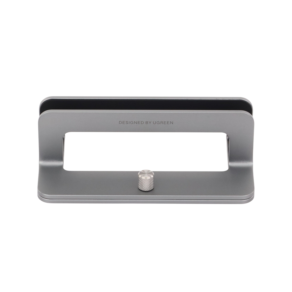 Soporte Vertical Ajustable para Laptop | Base de Aluminio para Escritorio | Compatible con MacBook y Portátiles de 12 a 26 mm | Antideslizante | Color Plata
