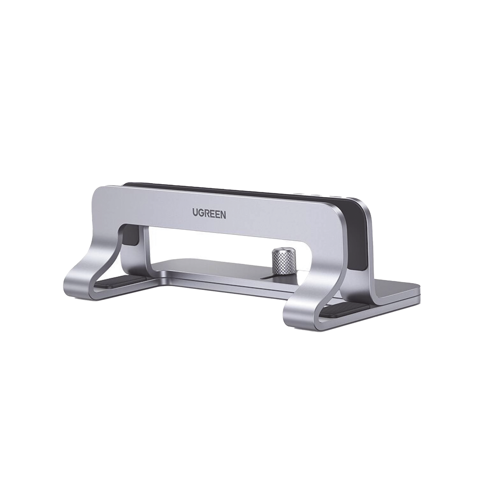 Soporte Vertical Ajustable para Laptop | Base de Aluminio para Escritorio | Compatible con MacBook y Portátiles de 12 a 26 mm | Antideslizante | Color Plata