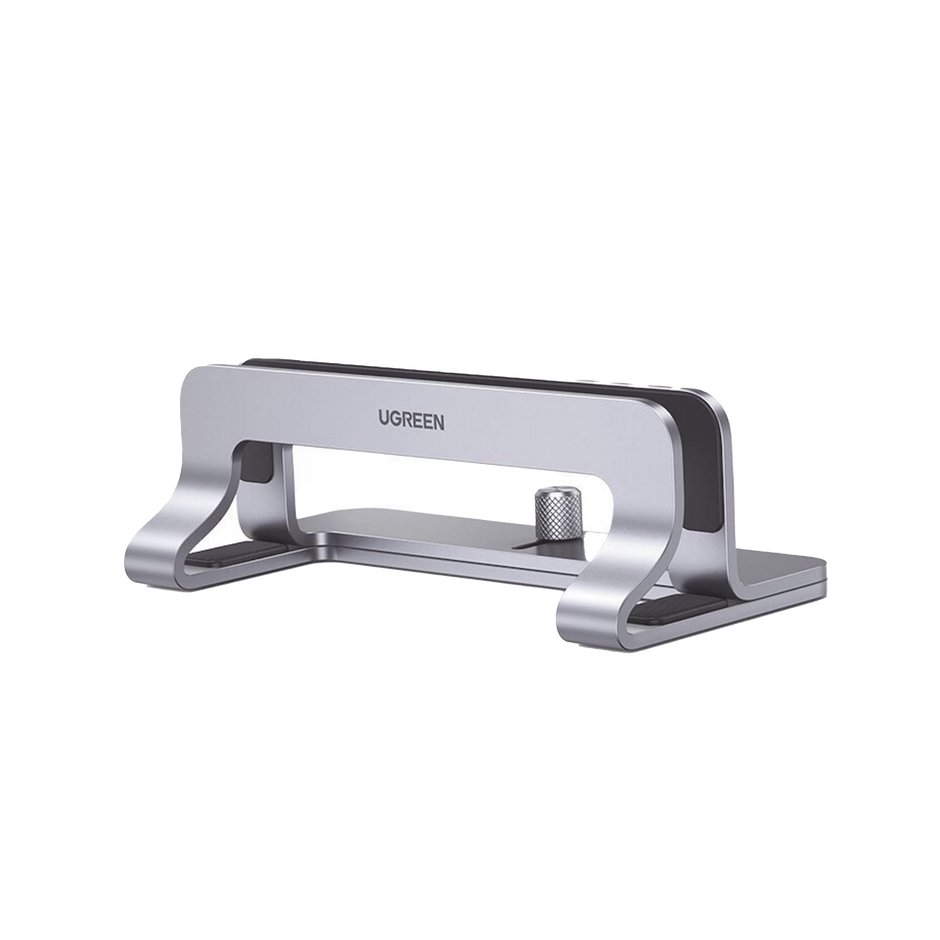 Soporte Vertical Ajustable para Laptop | Base de Aluminio para Escritorio | Compatible con MacBook y Portátiles de 12 a 26 mm | Antideslizante | Color Plata