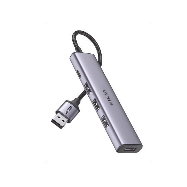 Convertidor USB-A 3.0 a 4 Puertos USB-A 3.0 / 5 Gbps Transferencia / Alimentación por USB-C / Compatibilidad Multiplataforma / Protección Cortocircuito y Sobrecorriente