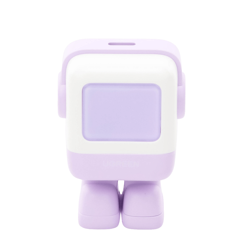 Cargador Mini GaNRobot 30W Serie UNO | USB-C de Carga Rápida | Tecnología GaN II | Pantalla LED Inteligente | PD/QC/SCP/FCA | Zapato Magnético Extraíble | Color Lila