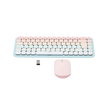 Paquete de Teclado y Mouse | 85 teclas en Español | Bluetooth y 2.4GHz |  Mouse Ambidiestro  | Sensor de DPI ajustable | Efectos de Iluminación del Teclado | Amplia compatibilidad | Color Rosa.