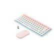 Paquete de Teclado y Mouse | 85 teclas en Español | Bluetooth y 2.4GHz |  Mouse Ambidiestro  | Sensor de DPI ajustable | Efectos de Iluminación del Teclado | Amplia compatibilidad | Color Rosa.