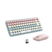 Paquete de Teclado y Mouse | 85 teclas en Español | Bluetooth y 2.4GHz |  Mouse Ambidiestro  | Sensor de DPI ajustable | Efectos de Iluminación del Teclado | Amplia compatibilidad | Color Rosa.