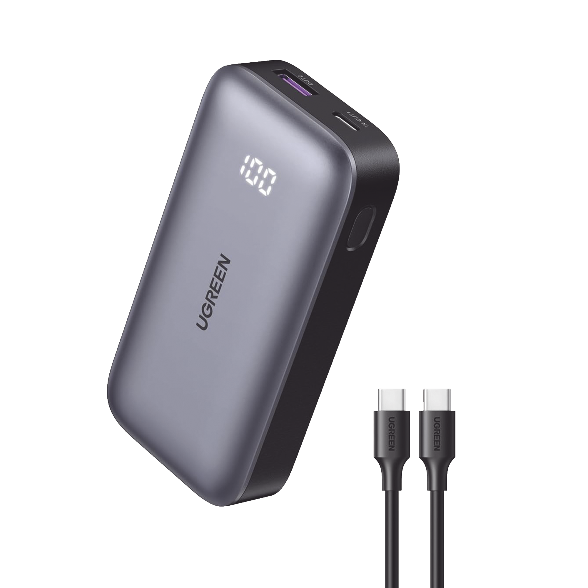 Mini Power Bank 30W | 10 000 mAh | 2 Puertos PD3.0, USB C+A | Carga Rápida | Pantalla Digital | Compatible con iPhone 16 Pro Max/15/14, MacBook Air, iPad, Galaxy S24 Ultra, | Color Negro.