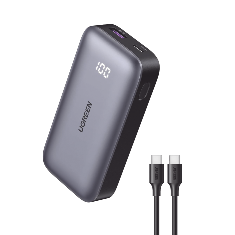 Mini Power Bank 30W | 10 000 mAh | 2 Puertos PD3.0, USB C+A | Carga Rápida | Pantalla Digital | Compatible con iPhone 16 Pro Max/15/14, MacBook Air, iPad, Galaxy S24 Ultra, | Color Negro.
