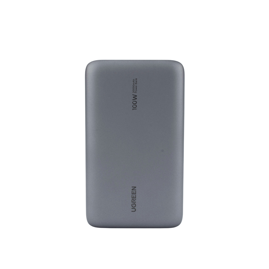 Power Bank de 20000mAh | 3 Salidas 100W Max. | USB-A + 2 USB-C | PD 3.0 | QC3.0 | FCP | SCP | Pantalla Inteligente | Carcasa Ignifuga | Color Gris | Incluye Cable USB de 50cm | Carga tu Laptop de Manera Segura.