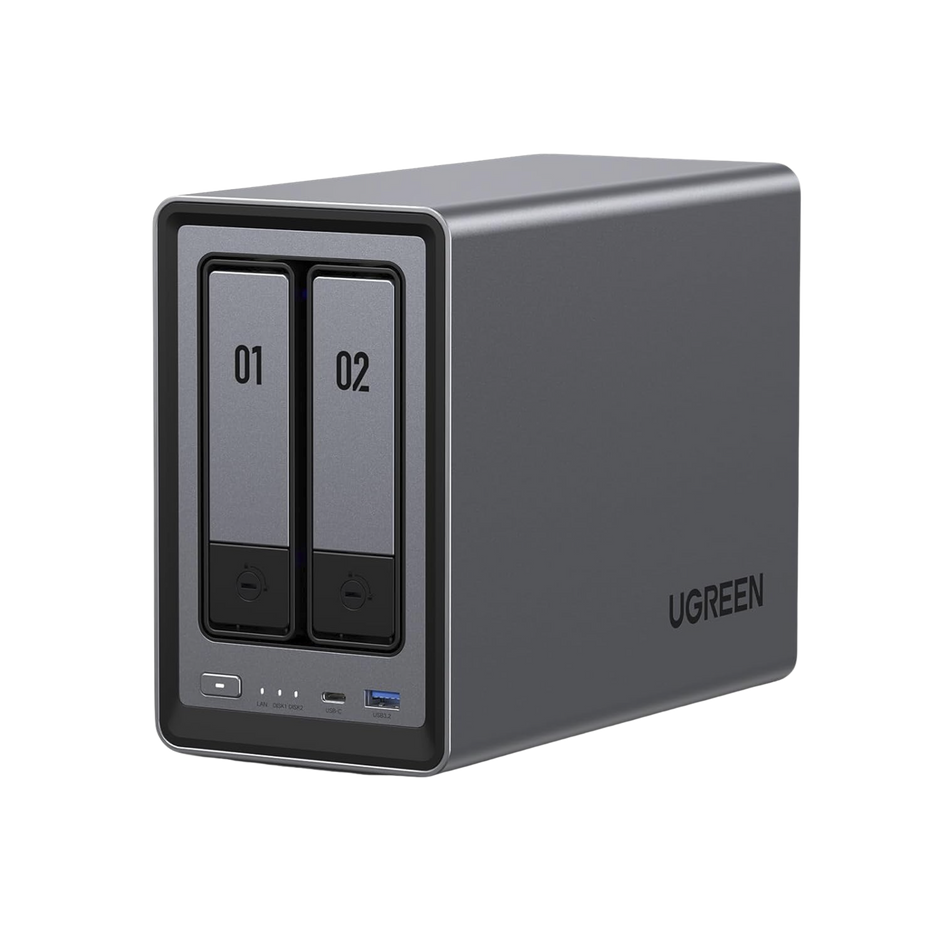 NASync DXP2800 | Intel N100 de 12.ª Generación | 2 Bahías SATA + 2 M.2 NVMe | 8GB DDR5 | Ethernet 2.5GbE | HDMI 4K | Sistema UGOS Pro | Expansión Hasta 64TB