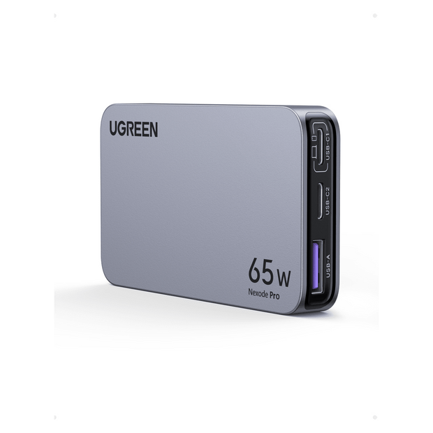 Cargador Rápido UGREEN GaN 65W | 2 USB-C + 1 USB-A | PD 3.0, PPS y QC 4.0 | Cargador para Laptop, Tablet y Smartphone | Diseño Compacto