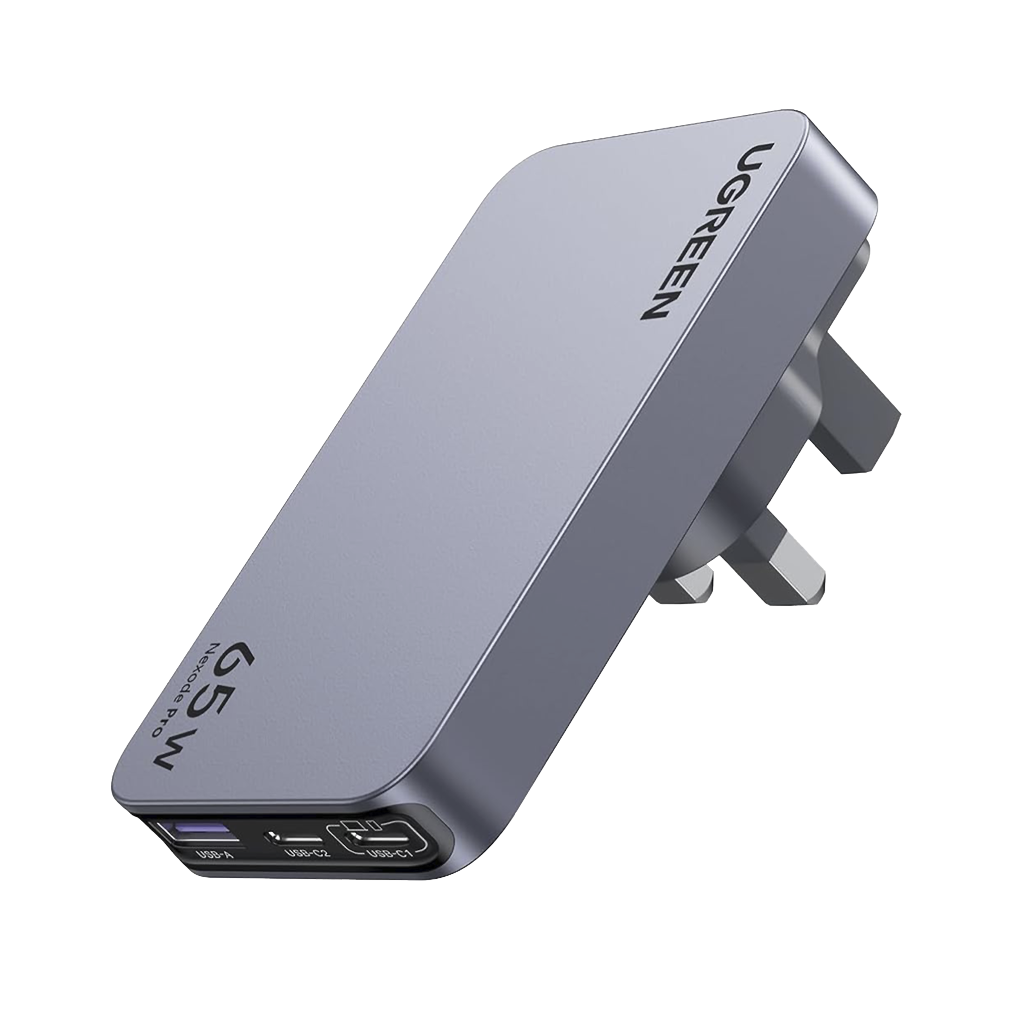 Cargador Rápido UGREEN GaN 65W | 2 USB-C + 1 USB-A | PD 3.0, PPS y QC 4.0 | Cargador para Laptop, Tablet y Smartphone | Diseño Compacto