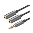 Cable Divisor en Y de 3.5 mm 1 Macho a 2 Hembras 20 cm