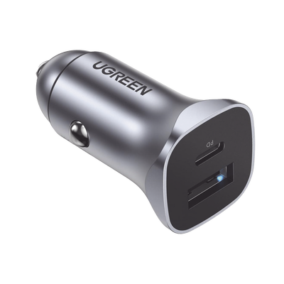Cargador de Auto 24W USB-C y USB-A Carga Rápida