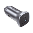 Cargador para Auto de 24W | USB-C y USB-A con Carga Rápida | Compatible con Vehículos 12V y 24V | PD 3.0 y QC 3.0 | Indicador LED | Chip Inteligente | Diseño Compacto | Carcasa de Aluminio