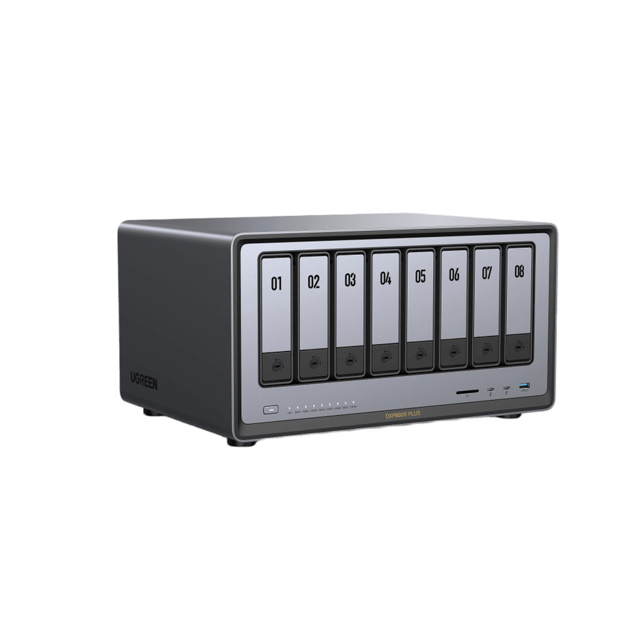 NAS UGREEN NASync DXP8800 Plus / Intel Core i5-1235U 10 Núcleos / 8 Bahías SATA + 2 M.2 NVMe / 2 Puertos 10GbE / Thunderbolt 4 / HDMI 8K / DDR5 Expandible 64GB / PCIe 4.0 x4