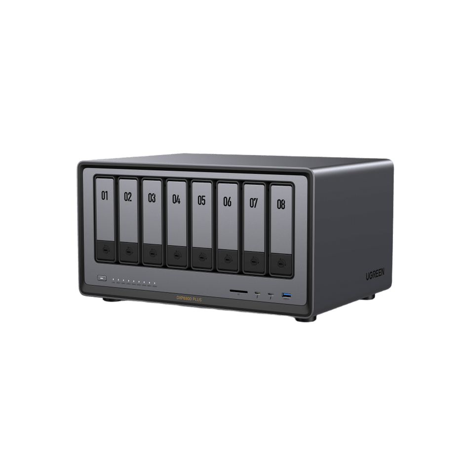 NAS UGREEN NASync DXP8800 Plus / Intel Core i5-1235U 10 Núcleos / 8 Bahías SATA + 2 M.2 NVMe / 2 Puertos 10GbE / Thunderbolt 4 / HDMI 8K / DDR5 Expandible 64GB / PCIe 4.0 x4