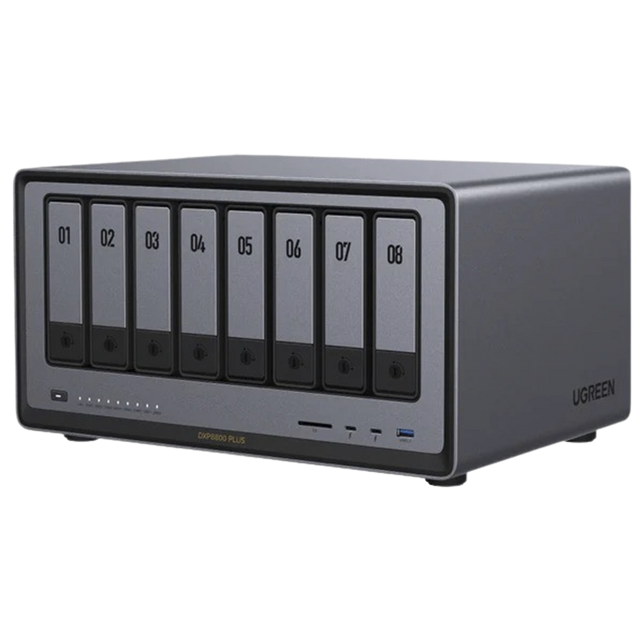 NAS UGREEN NASync DXP8800 Plus / Intel Core i5-1235U 10 Núcleos / 8 Bahías SATA + 2 M.2 NVMe / 2 Puertos 10GbE / Thunderbolt 4 / HDMI 8K / DDR5 Expandible 64GB / PCIe 4.0 x4