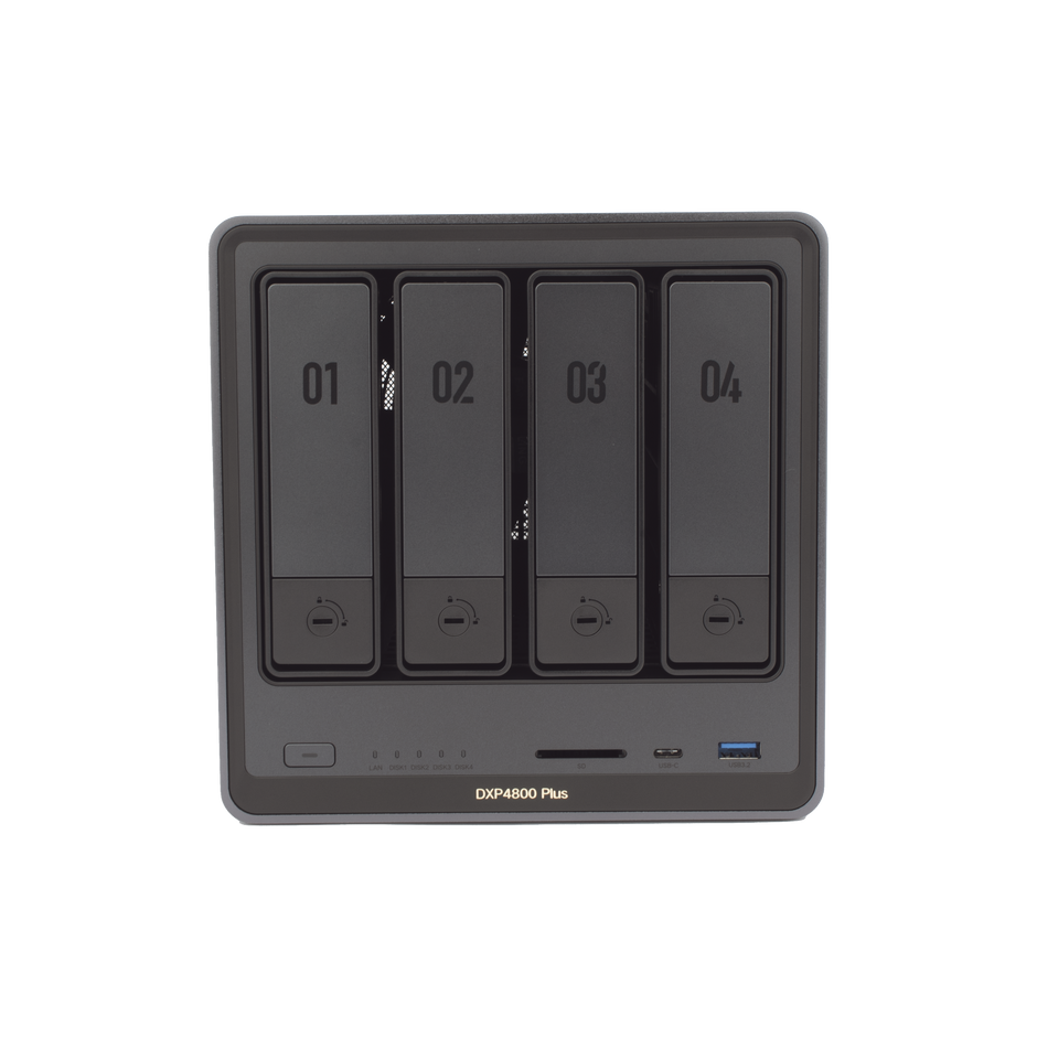 NASync DXP4800 Plus | Intel Pentium Gold 8505 | 4 Bahías SATA + 2 M.2 NVMe | 8GB DDR5 Expandible a 64GB | 10GbE + 2.5GbE | HDMI 4K | USB-C 3.2 | Sistema NAS de Alto Rendimiento