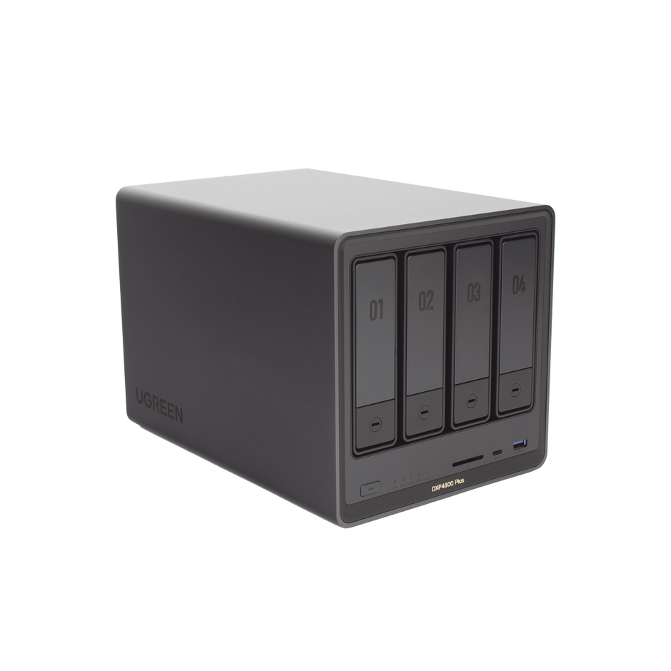 NASync DXP4800 Plus | Intel Pentium Gold 8505 | 4 Bahías SATA + 2 M.2 NVMe | 8GB DDR5 Expandible a 64GB | 10GbE + 2.5GbE | HDMI 4K | USB-C 3.2 | Sistema NAS de Alto Rendimiento