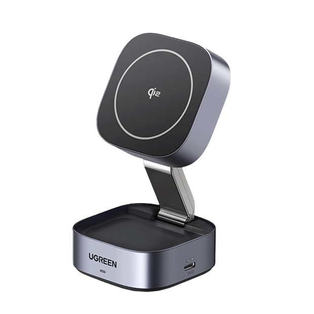 Cargador Inalámbrico Magnético 2 en 1 de 25W | Tecnología Qi2 | 15W para Smartphone + 5W para Audífonos | Puerto USB-C Adicional | Cable USB-C Incluido | Protección Múltiple