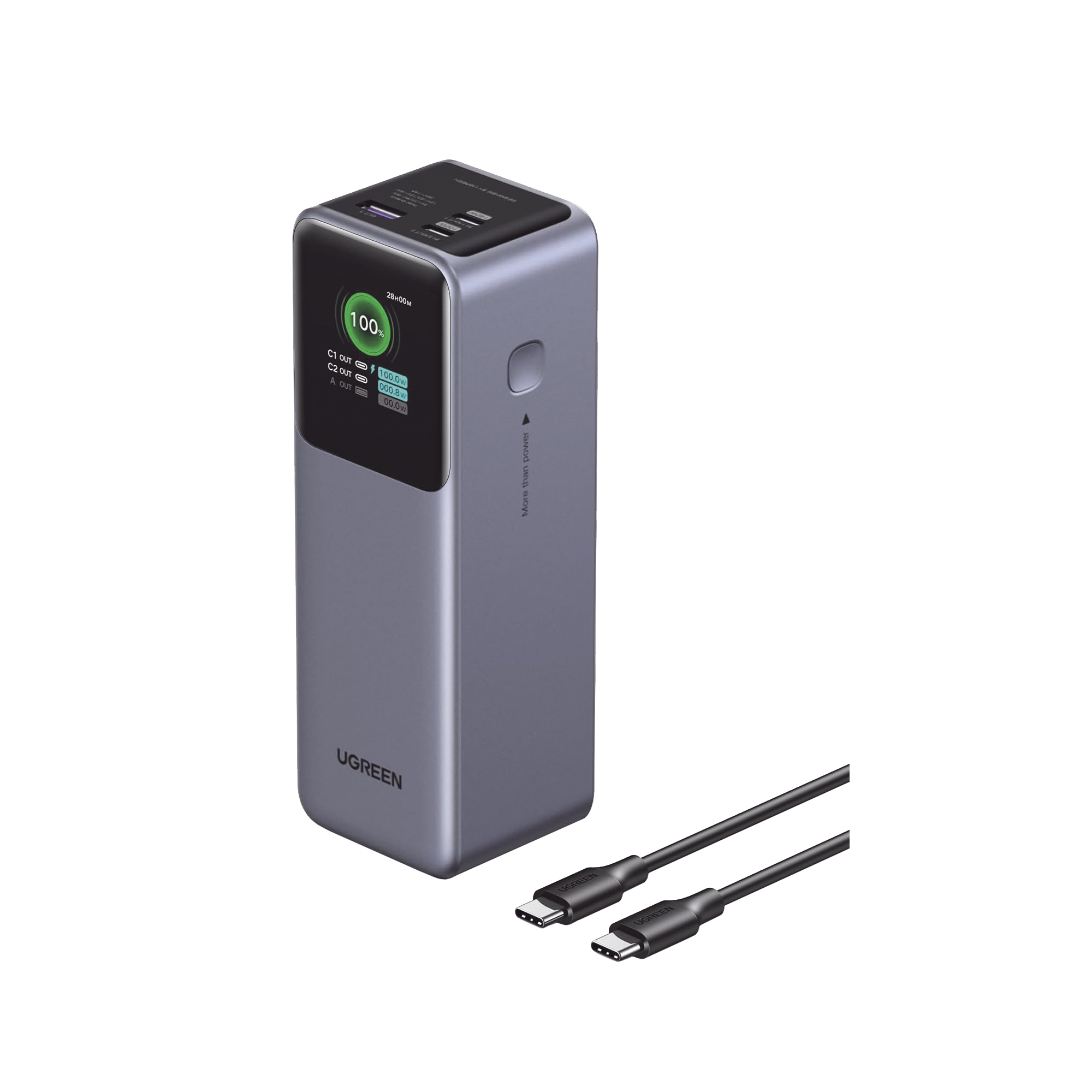 Power Bank 25000mAh | Carga Rápida 200W | 2 USB-C + USB-A | Pantalla TFT Inteligente | Compatible con Laptop, Tablet y Smartphone | Incluye Cable USB-C