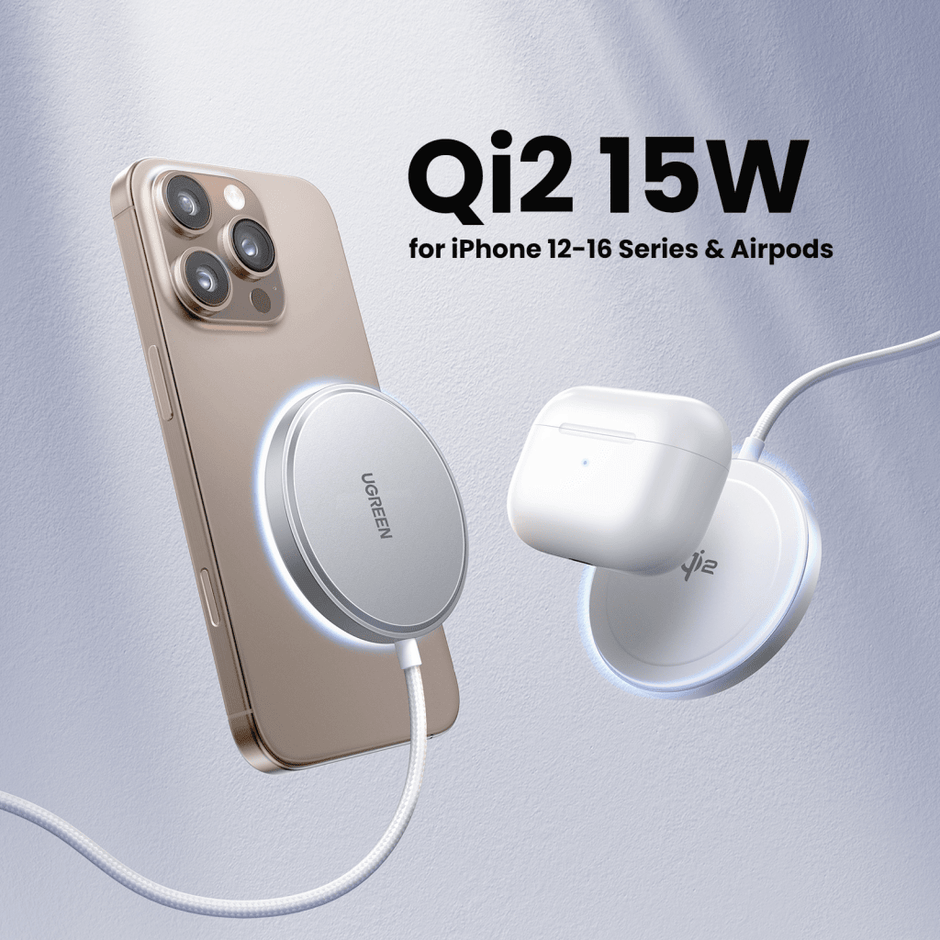Cargador Inalámbrico Magnético 15W | Compatible con Qi2 | Carga Rápida USB-C | Cable de 1.5 m | Protección Multinivel | Base de Aluminio | Carga Magnética para Smartphone