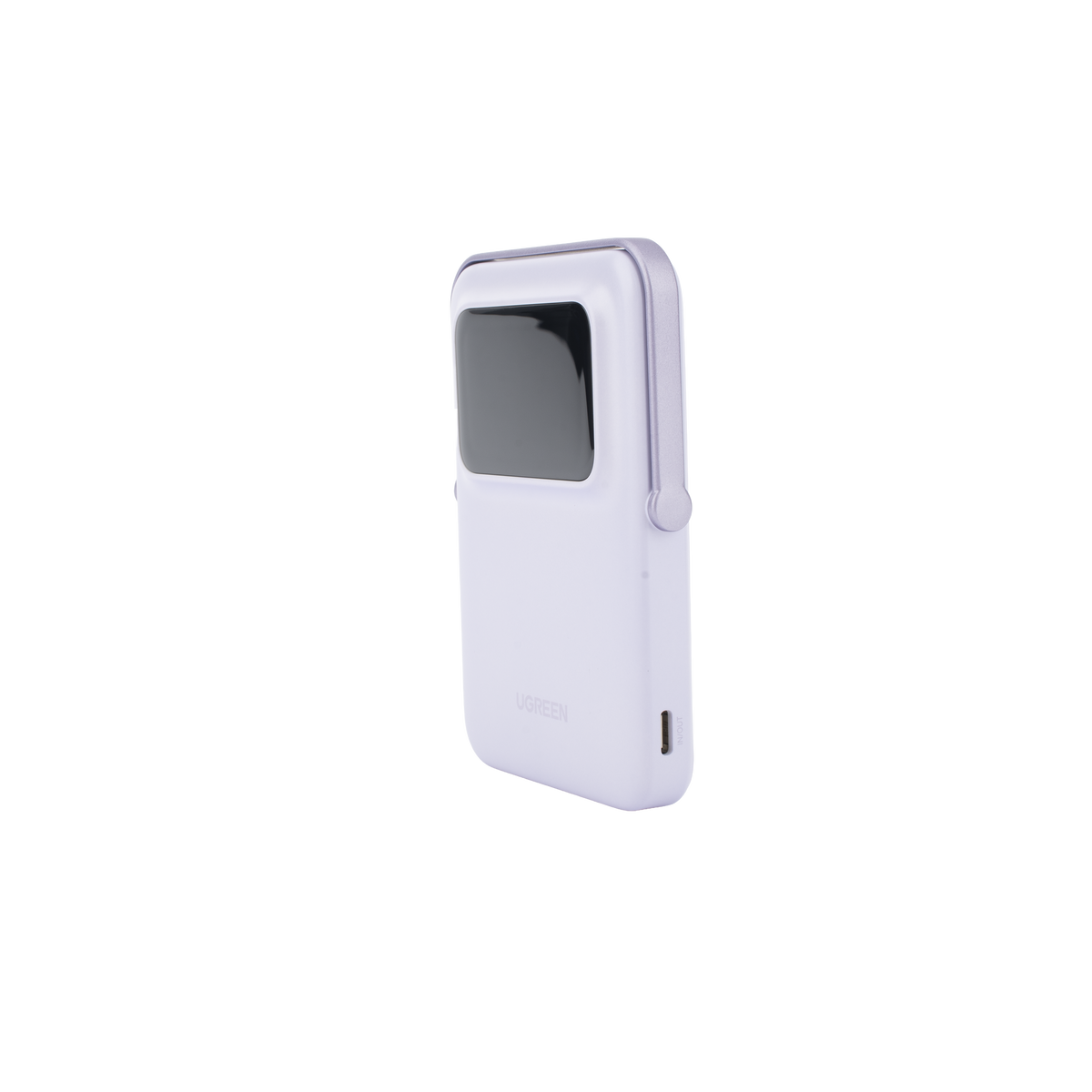 Power Bank Inalambrico | 5000mAh | 7.5W  |  Con Emojis de Estado | Carga Rápida USB-C Bidireccional  | Pantalla TFT  Inteligente | 13 niveles de Proteccion | Con Holder | Color Purple.