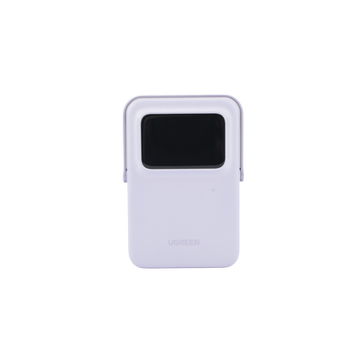 Power Bank Inalambrico | 5000mAh | 7.5W  |  Con Emojis de Estado | Carga Rápida USB-C Bidireccional  | Pantalla TFT  Inteligente | 13 niveles de Proteccion | Con Holder | Color Purple.