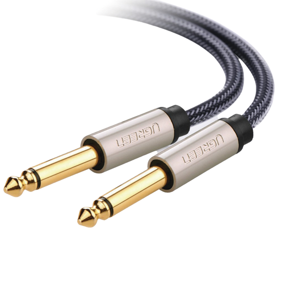 Cable de Audio Mono 6.35 mm (1/4") de 10 Metros | Plug Macho a Macho | Núcleo de Cobre | Blindaje Antinterferencias | Nylon Trenzado | Ideal para Instrumentos y Equipos de Audio | Color Negro