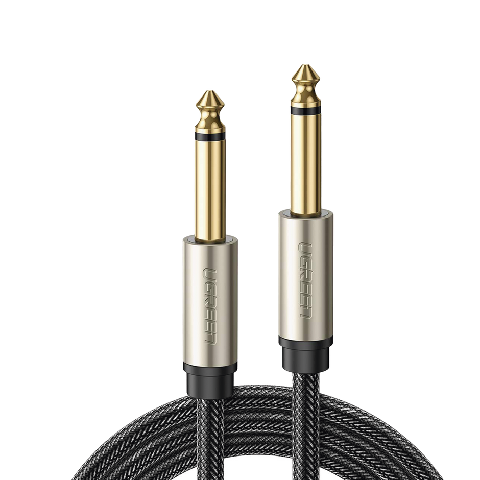 Cable de Audio Mono 6.35 mm (1/4") de 10 Metros | Plug Macho a Macho | Núcleo de Cobre | Blindaje Antinterferencias | Nylon Trenzado | Ideal para Instrumentos y Equipos de Audio | Color Negro