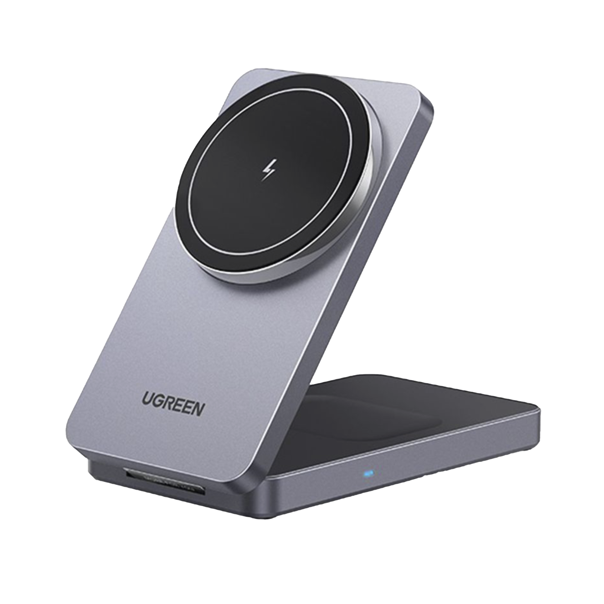 Cargador Inalámbrico Magnético 2 en 1 de 20W | Qi2 Certificado 15W | Carga Simultánea para iPhone y AirPods | Ángulo Ajustable 70° | Diseño Plegable y Portátil | Compatibilidad Universal