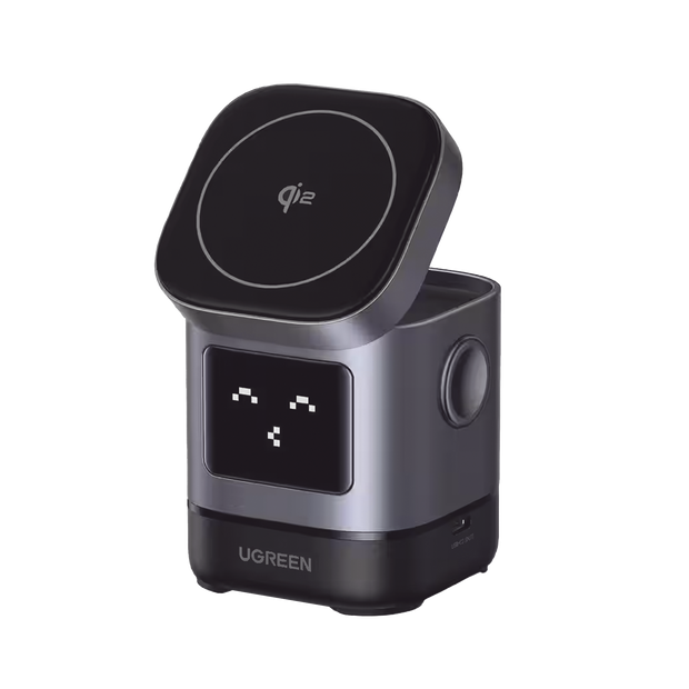 Cargador Inalámbrico Magnético 2 en 1 | Robot Qi2 15W | Pantalla Inteligente | Carga Rápida | Diseño Ajustable