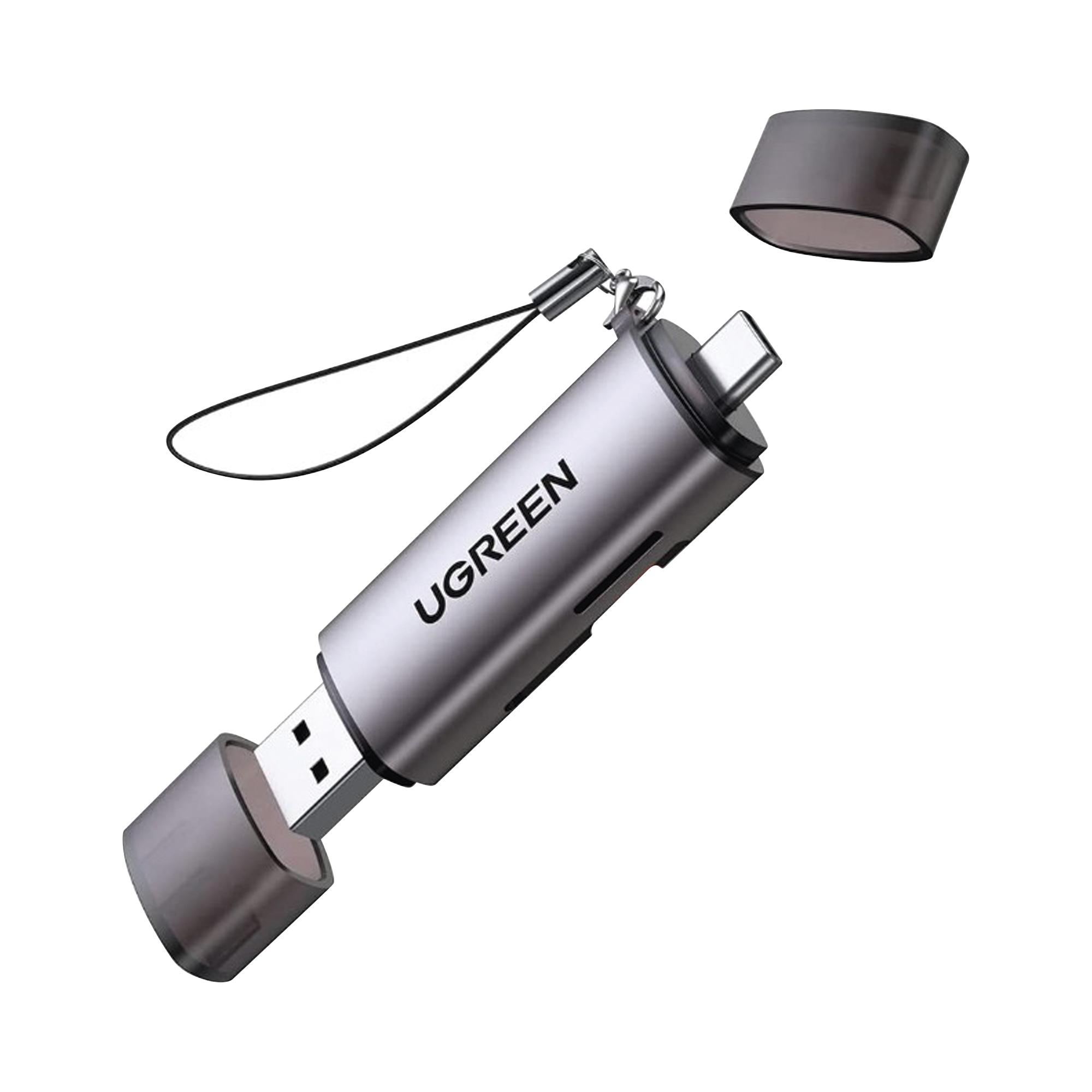 Lector de Tarjetas USB-C y USB-A a SD/MicroSD | USB 3.1 5Gbps | OTG | Lectura Simultánea | Soporta Hasta 2TB | Compatible con Windows, Mac, Linux y Android | Carcasa de Aluminio | Llavero Antipérdida