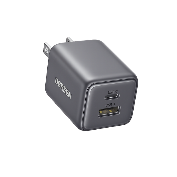 Cargador USB-C y USB-A de 20W | Carga Rápida GaN | Compatible múltiples protocolos de carga | Diseño Compacto