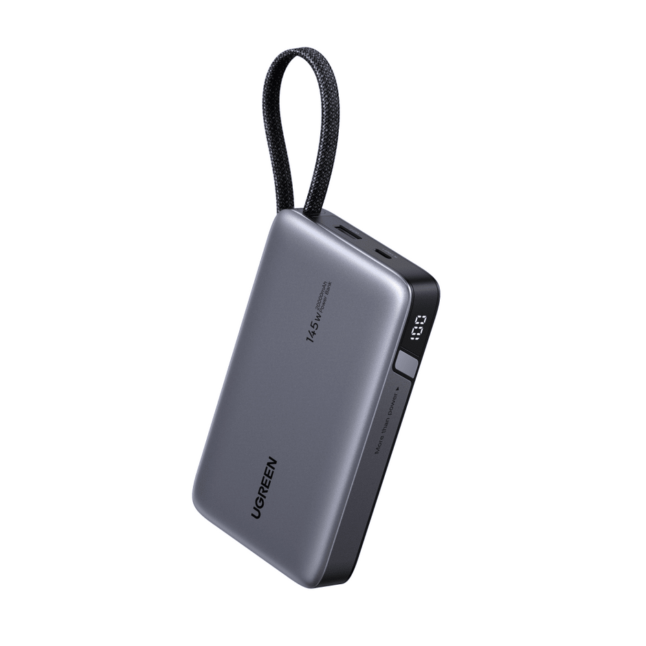 Power Bank 20000mAh | Carga Rápida 100W | Cable USB-C Integrado | PD 3.0 | Salida Total 145W | Batería de 72Wh | Diseño Compacto
