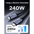 Cable USB-C Thunderbolt 5 / 80 Gbps Bidireccional / 120 Gbps Unidireccional / 1 m (3.28 ft) / 24 Pines / E-Marker IP2133H / 5A Máximo / Aluminio + Cobre Blindado
