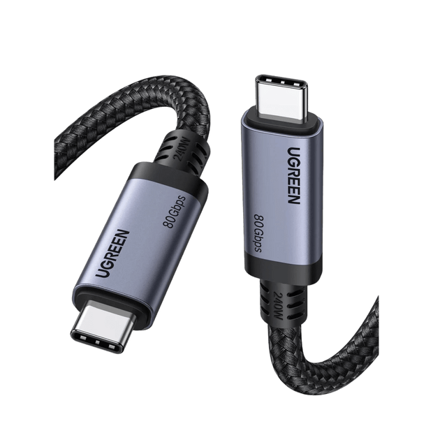 Cable USB-C Thunderbolt 5 / 80 Gbps Bidireccional / 120 Gbps Unidireccional / 1 m (3.28 ft) / 24 Pines / E-Marker IP2133H / 5A Máximo / Aluminio + Cobre Blindado